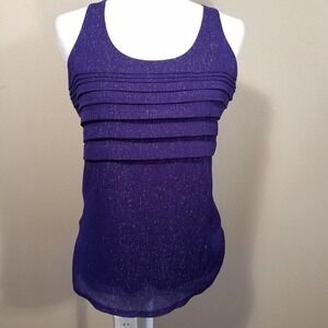 Express Layered Sparkly Top Dressy Purple Small